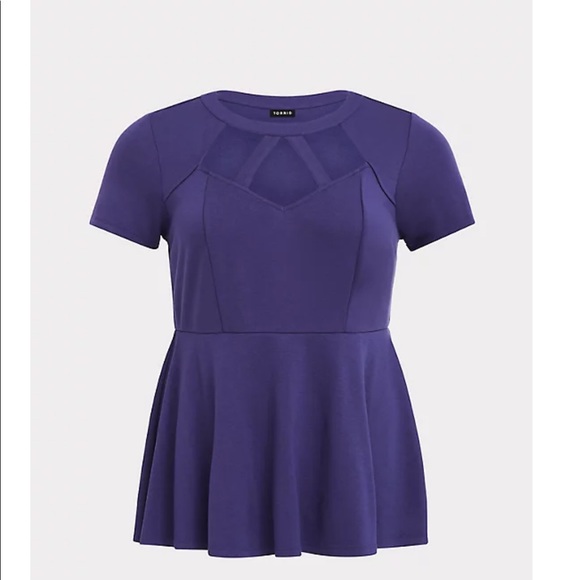torrid Tops - Violet Cage Neck Peplum Tee